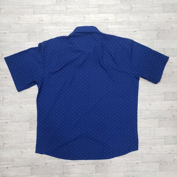 Nautica Performance Dress Shirt SS Blue Geo Stretch Cooling Mens XXL NWT Flaw - Picture 4 of 10